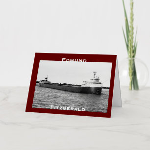 The Edmund Fitzgerald on the St. Clair River (B&W) Foil Greeting Card