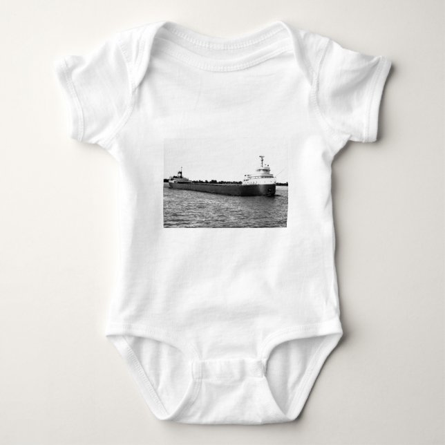 The Edmund Fitzgerald on the St. Clair River Baby Bodysuit (Front)