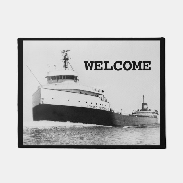 The Edmund Fitzgerald on the St. Clair River Doormat (Front)