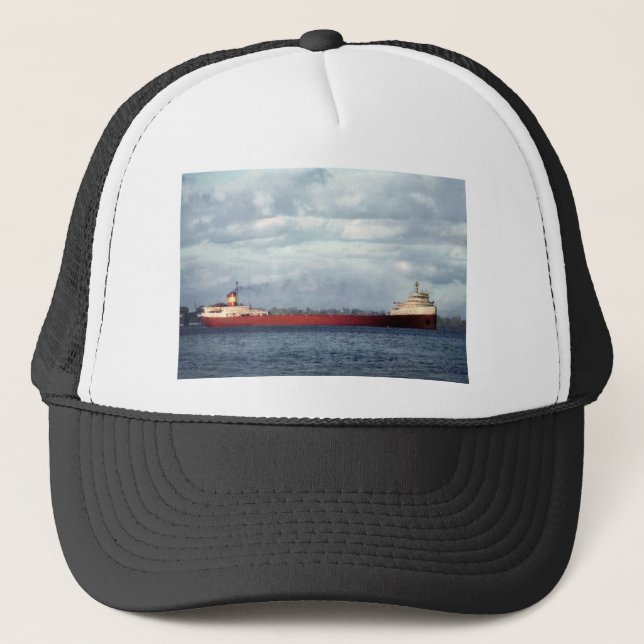 The Edmund Fitzgerald on the St. Clair River Trucker Hat (Front)