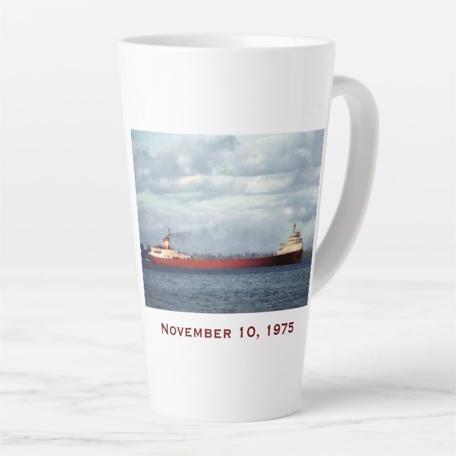 The Edmund Fitzgerald with Crew Names Latte Mug (Right Angle)