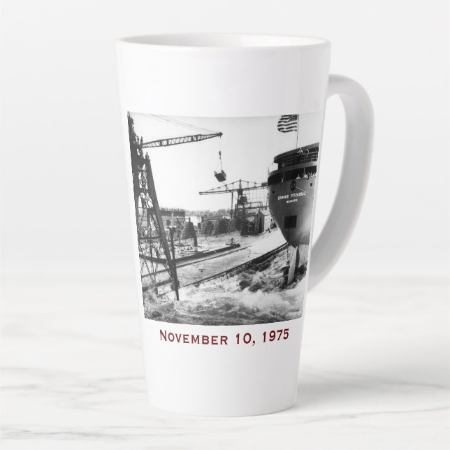 The Edmund Fitzgerald with Crew Names Latte Mug (Right Angle)