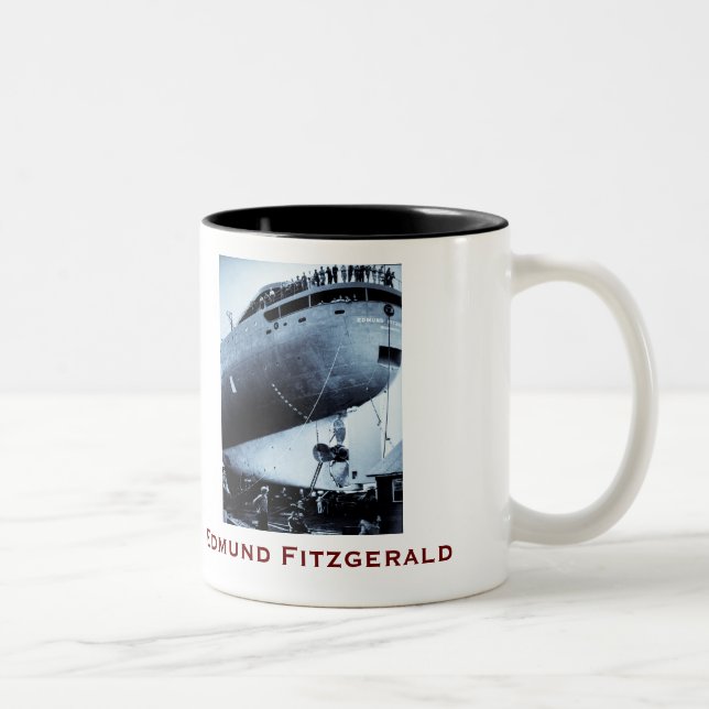 The Edmund Fitzgerald with Crew Names Two-Tone Coffee Mug (Right)