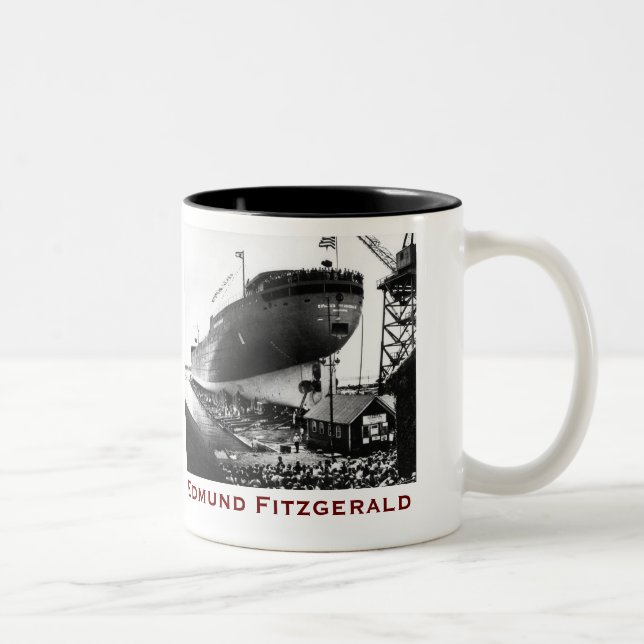 The Edmund Fitzgerald with Crew Names Two-Tone Coffee Mug (Right)