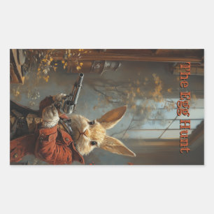 The egg hunt, easter bunny hunting rectangular sticker
