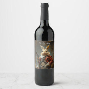 The egg hunt, easter bunny hunting wine label
