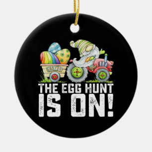 The Egg Hunt Is On Gnome Funny Easter Ceramic Tree Decoration