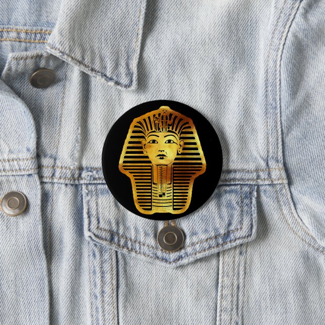 The Egyptian Golden Tutankhamun Mask 7.5 Cm Round Badge (In Situ)