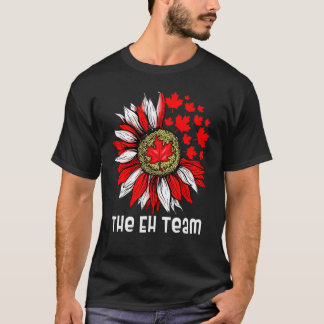 The Eh Team Canadian Day Sunflower Maple Leaf T-Shirt