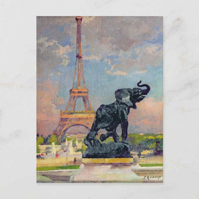 The Eiffel Tower and the Elephant by Fremiet Postcard (Front)