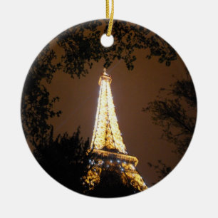 The Eiffel Tower at Night Ceramic Tree Decoration