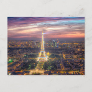 The Eiffel Tower at night, Paris France Postcard