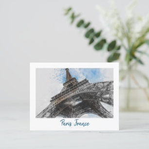 The Eiffel Tower, France Retro Vintage Travel Postcard