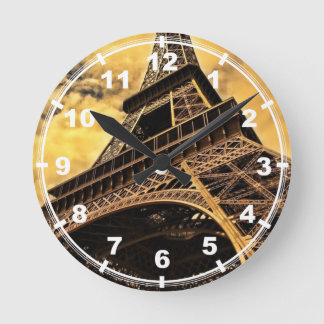 The Eiffel tower in Paris France Round Clock