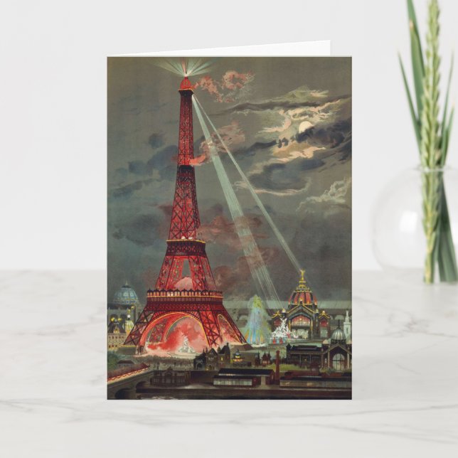 The Eiffel Tower in Red Greeting Card (Front)