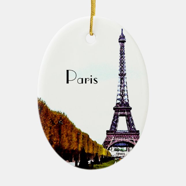 The Eiffel Tower - Paris Ceramic Tree Decoration (Front)
