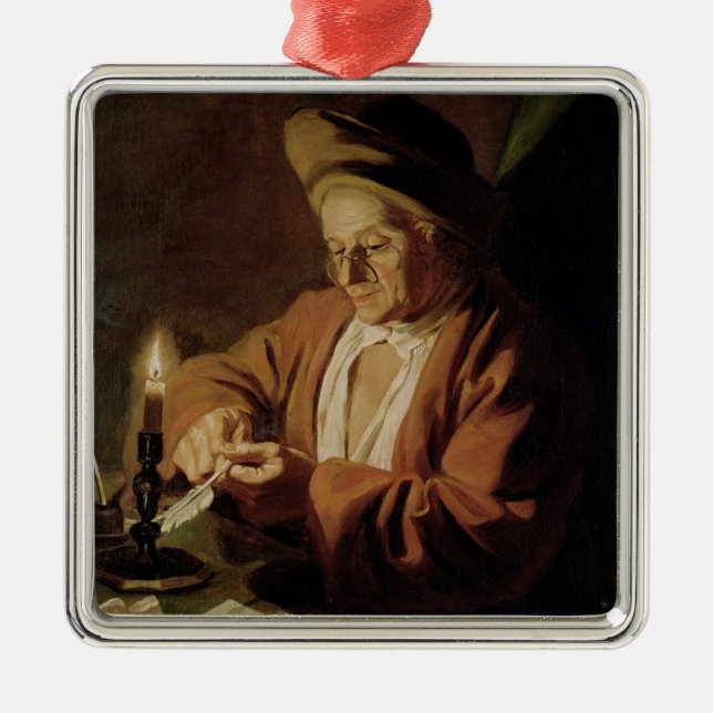 The Elderly Writer Metal Tree Decoration (Front)