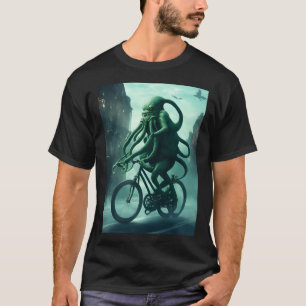 The Eldritch Cyclist: Cthulhu Rides a Bike T-Shirt