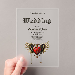 The elegance and mysticism of the Gothic heart. Acrylic Invitations