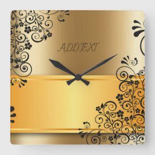 The elegance of golden shades square wall clock
