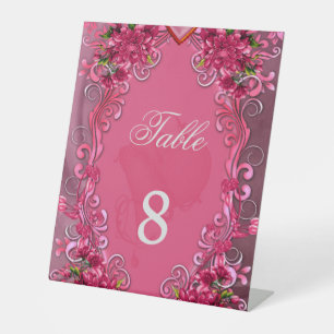 The elegance of pink flowers pedestal sign