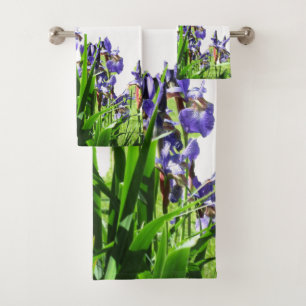 THE ELEGANT IRIS FLOWER    BATH TOWEL SET