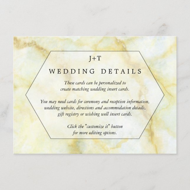 The Elegant Marble Effect Wedding Collection Enclosure Card (Front)