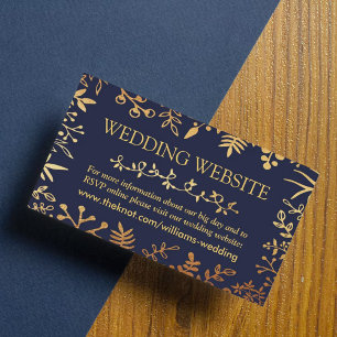 The Elegant Navy & Gold Floral Wedding Collection Enclosure Card