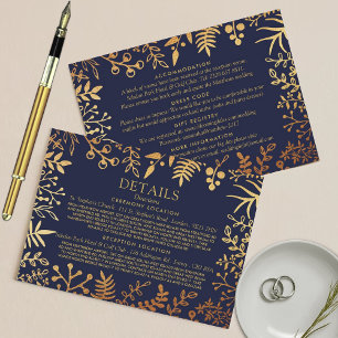 The Elegant Navy & Gold Floral Wedding Collection Enclosure Card