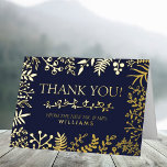 The Elegant Navy & Gold Floral Wedding Collection Foil Greeting Card<br><div class="desc">Say thank you in style with these elegant and very trendy wedding photo real foil pressed thank you cards. The design is easy to personalise with your own photo and wording and your family and friends will be thrilled when they receive these fabulous thank yous. Matching items can be found...</div>