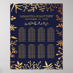 The Elegant Navy & Gold Floral Wedding Collection Poster