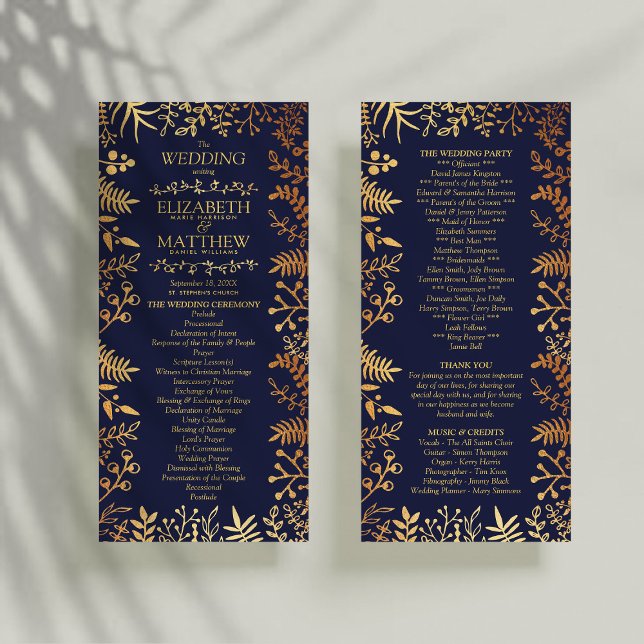 The Elegant Navy & Gold Floral Wedding Collection Programme (Creator Uploaded)