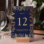 The Elegant Navy & Gold Floral Wedding Collection Table Number<br><div class="desc">Celebrate in style with these modern and very trendy wedding table number cards. The design is easy to personalise with your own wording and your guests will be thrilled when they see these fabulous table numbers. Matching items can be found in the collection. *** HOW TO ORDER *** Please customise...</div>