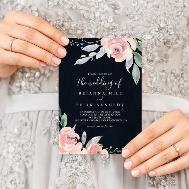 The Elegant Pink Blush Floral Wedding Of  Invitation (Creator Uploaded)