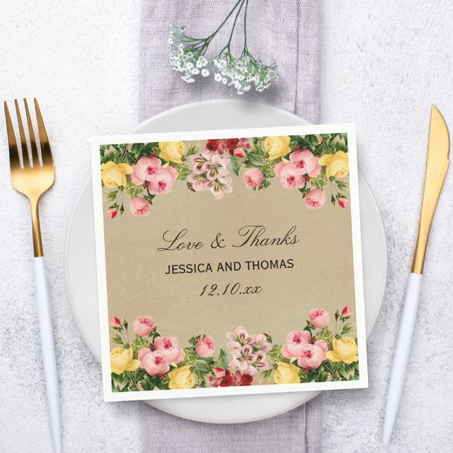 The Elegant Vintage Floral Wedding Collection Napkin (Creator Uploaded)
