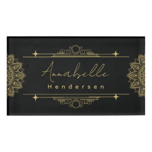 The Elegante Gold & Black Name Tag
