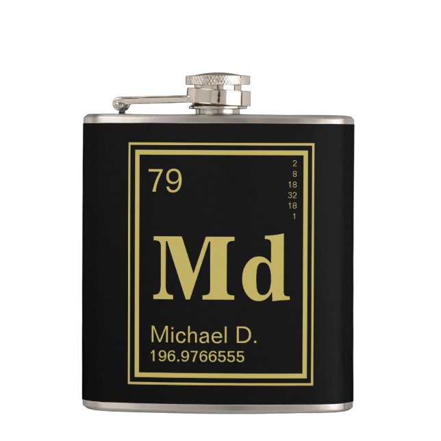 The Element of You! Custom Initials Periodic Table Hip Flask (Front)