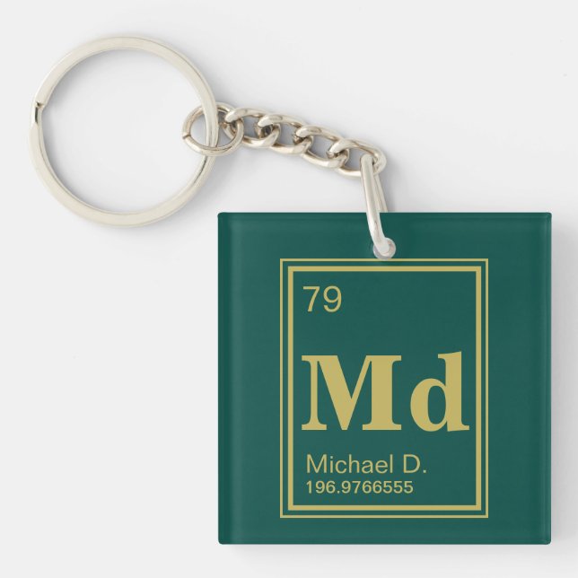 The Element of You! Custom Name Gold Periodic Key Ring (Front)