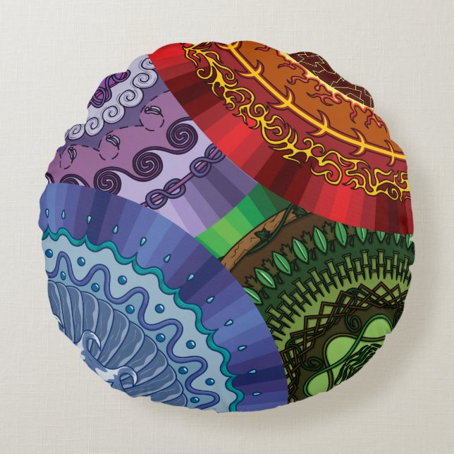 The Elements Mandalas Round Pillow (Front)
