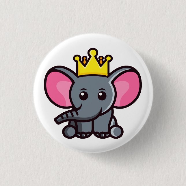 The elephant king 3 cm round badge (Front)