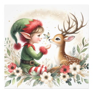 The Elf And The Reindeer Photo Print