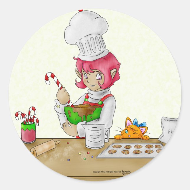 The Elf Baker Sticker! Classic Round Sticker (Front)