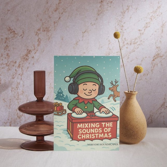 The Elf DJ on the Snowy Path Holiday Postcard (Creator Uploaded)