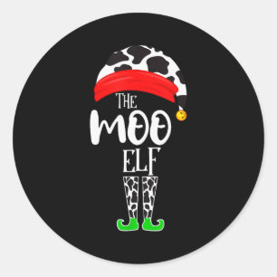 The Elf Moo Cow Funny Christmas Elf Family Matchin Classic Round Sticker