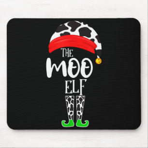 The Elf Moo Cow Funny Christmas Elf Family Matchin Mouse Pad