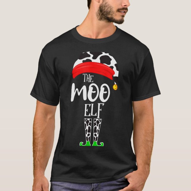 The Elf Moo Cow Funny Christmas Elf Family Matchin T-Shirt (Front)