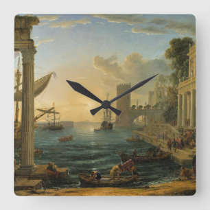 The Embarkation of the Queen of Sheba  Square Wall Clock