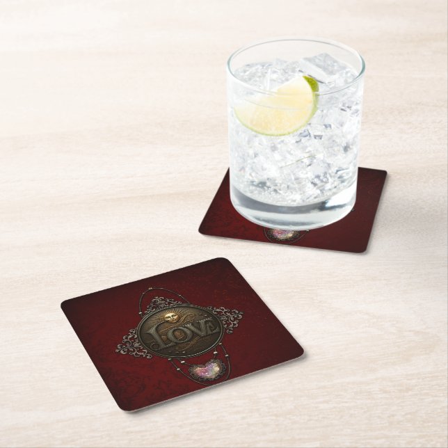 The Emblem of Love.  Square Paper Coaster (Insitu)