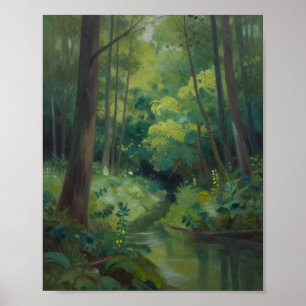 The Emerald Sanctuary: Sunlight Filtering Through Poster