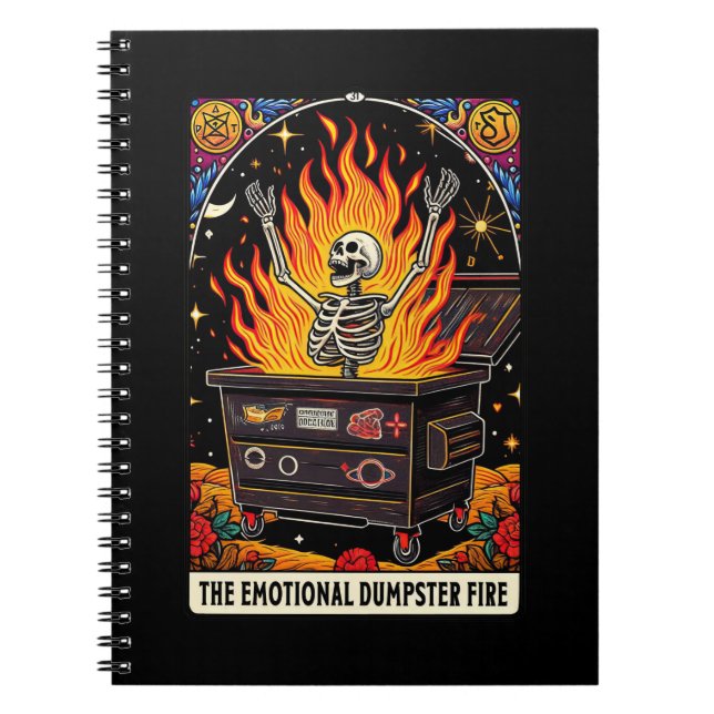 The Emotional Dumpster Fire Tarot Card Notebook (Front)